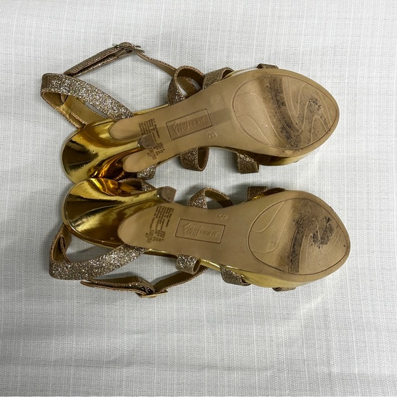 Women’s Fioni Night Open Toe Strappy Heels Gold Glitter Size 8 - Picture 7 of 13
